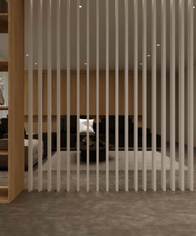 White Slat Room Divider with Lights