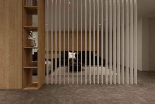 White Slat Room Divider with Lights