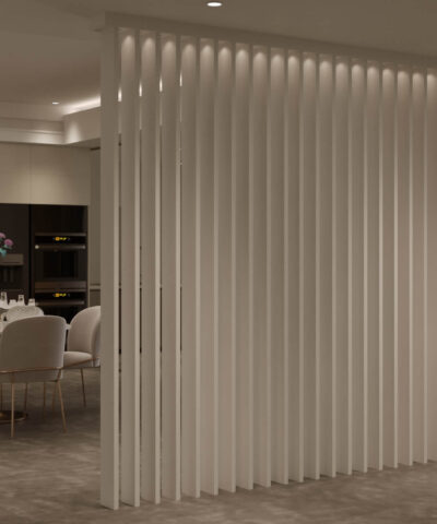 White Slat Room Divider with Lights