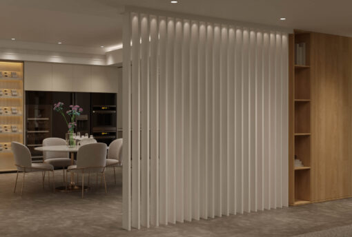 White Slat Room Divider with Lights