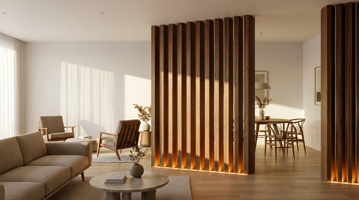 Wood Slat Divider Lighting: How to Light a Slatted Partition So It Looks Its Best